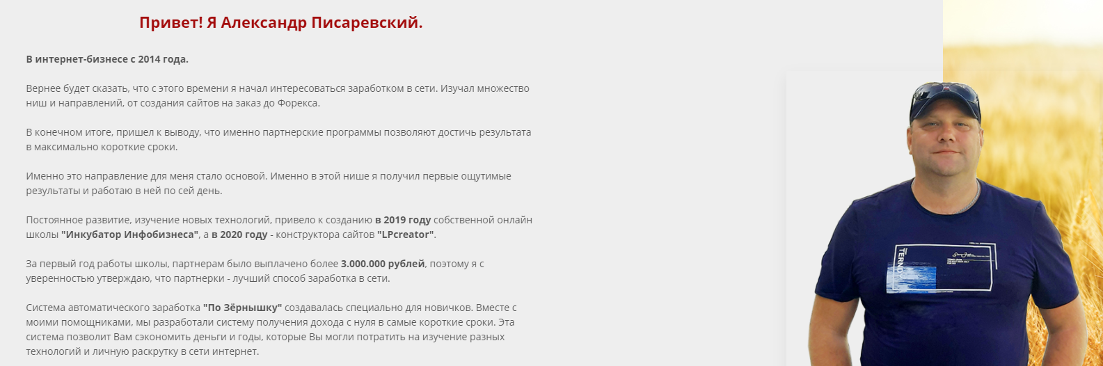 По Зернышку, Александр Писаревский -отзывы