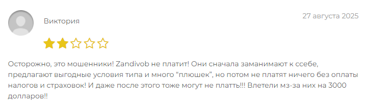 Проект Zandivob — отзывы, разоблачение