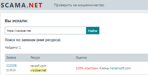 Проект Visidoer — отзывы, разоблачение