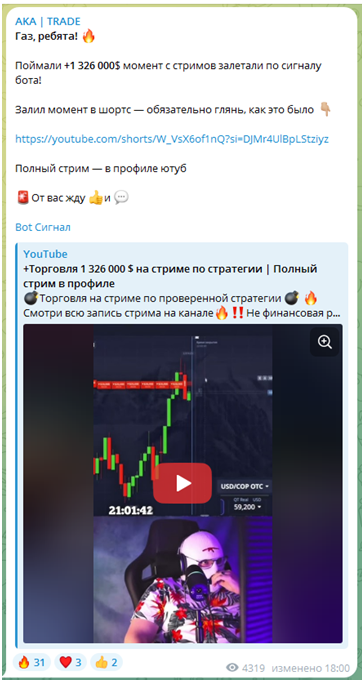 Телеграмм-канал AKA | TRADE — отзывы, разоблачение